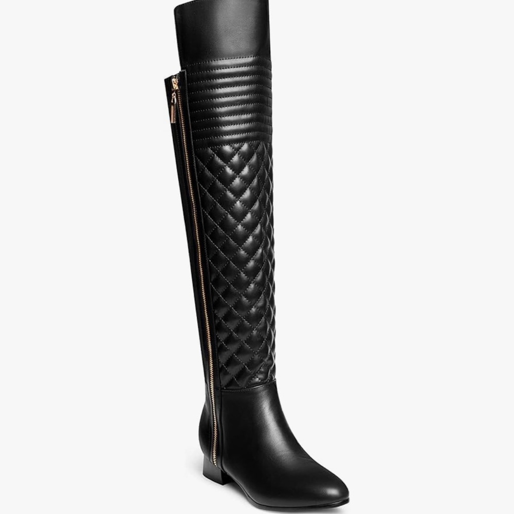 Elegant Black Quilted Over-the-Knee Boots